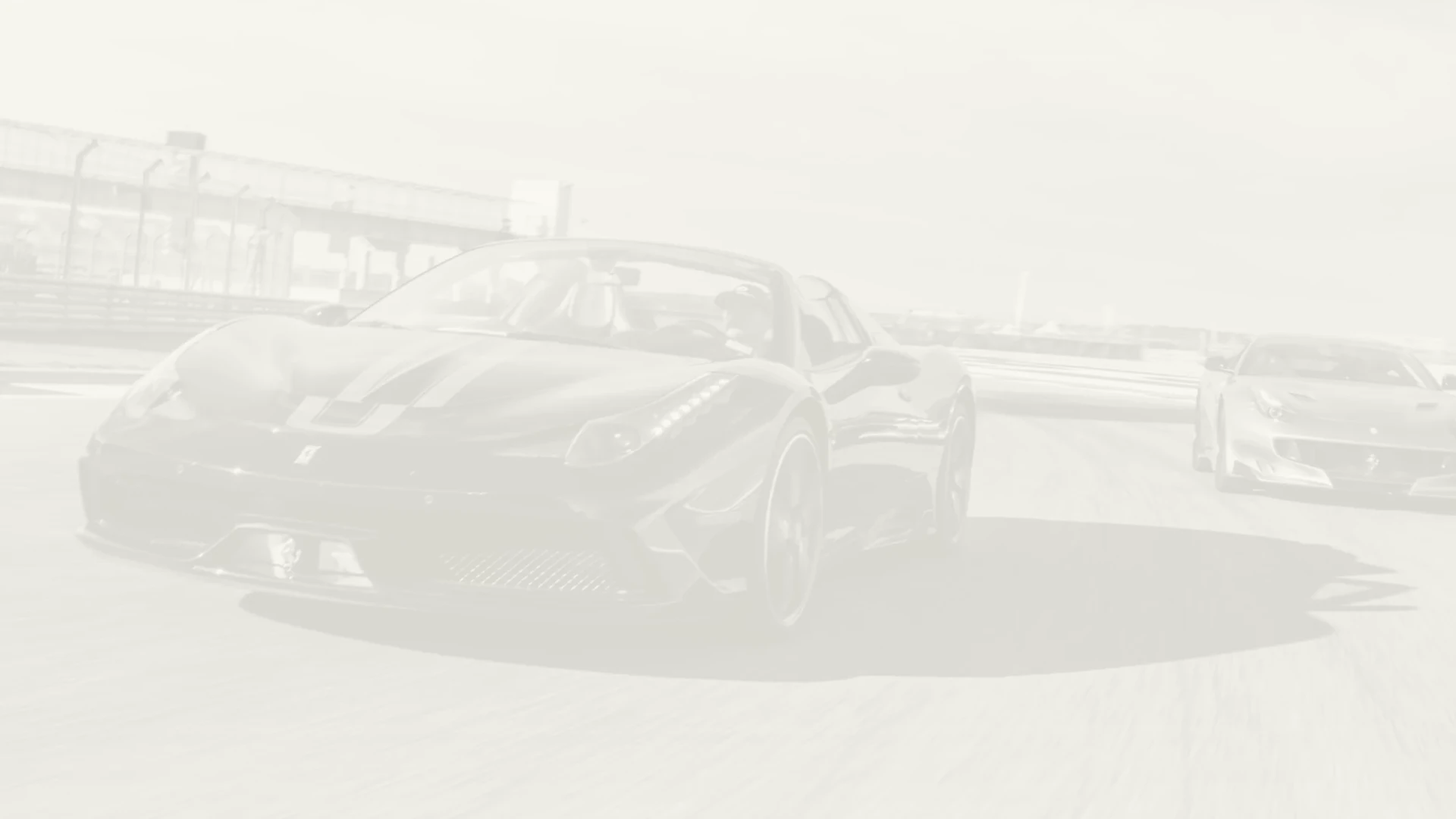 A imagem de fundo apresenta a fotografia de um carro de corrida